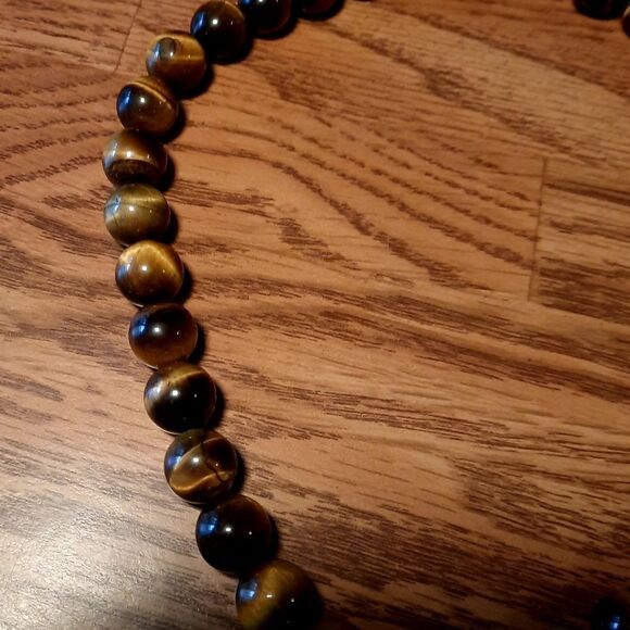 AV Gold over Sterling, Tigers Eye Beaded Necklace from Mexico - Picture 4 of 12